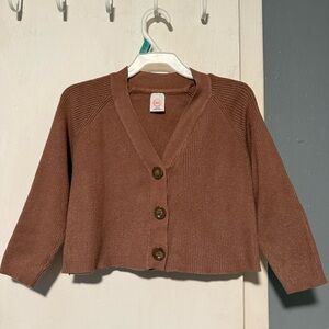 Girls Brown Cardigan Sweater